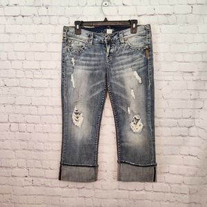 Silver Jeans Women's Santorini Low rise Distressed Cuffed Capri 29